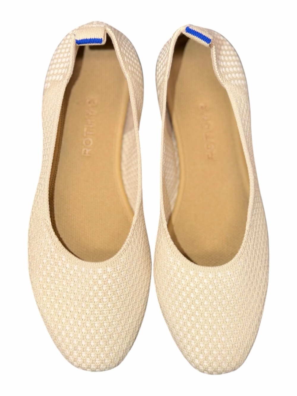 Rothy's Women's Cream Knit Ballet Flats with Blue Tab Size 9.5 - Picture 6 of 6